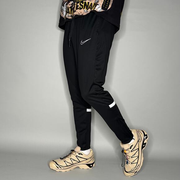 Vintage Y2K Nike Sweatpants Mens M Black White Swoosh Zippers Polyester Joggers